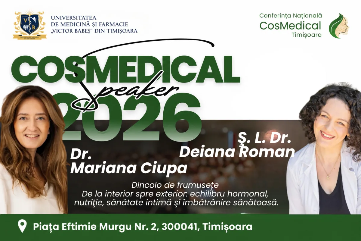 Dr. Mariana Ciupa și Ș. L. Dr. Deiana Roman, despre echilibrul hormonal, nutriție și îmbătrânire sănătoasă la CosMedical 2026
