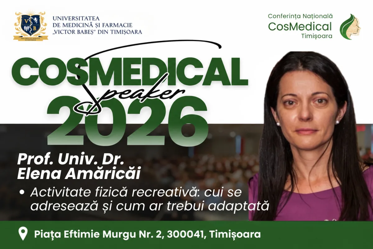 Prof. Univ. Dr. Elena Amăricăi, speaker la CosMedical Timișoara 2026. Activitatea fizică recreativă și rolul său în menținerea sănătății