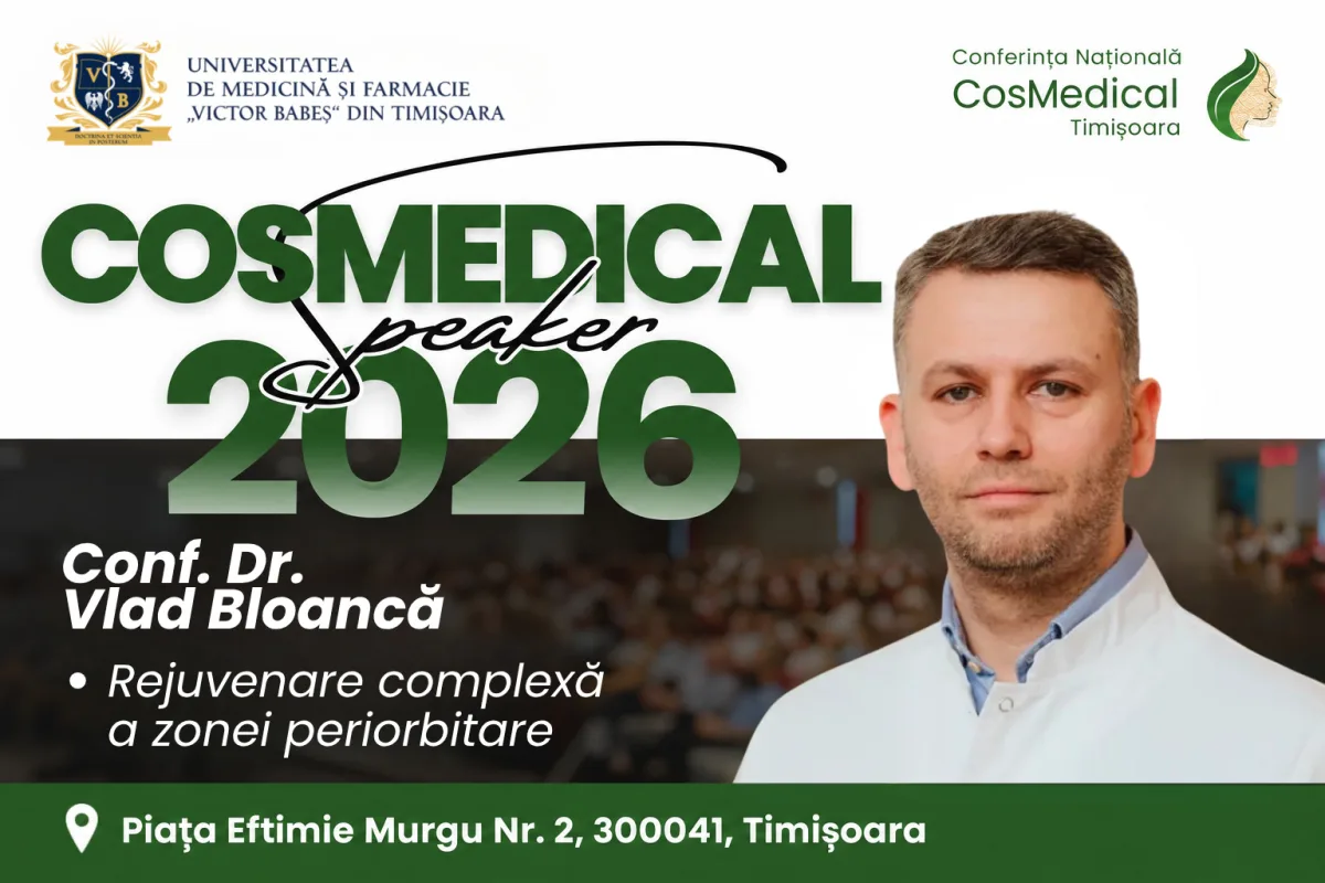 Conf. Dr. Vlad Bloancă, speaker la CosMedical Timișoara 2026. Rejuvenarea complexă a zonei periorbitare