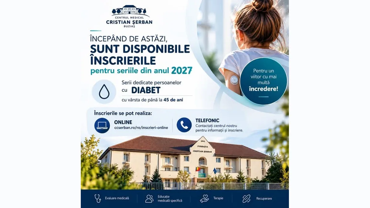 Centrul Medical „Cristian Șerban” din Buziaș a deschis înscrierile pentru seriile de diabet din 2027