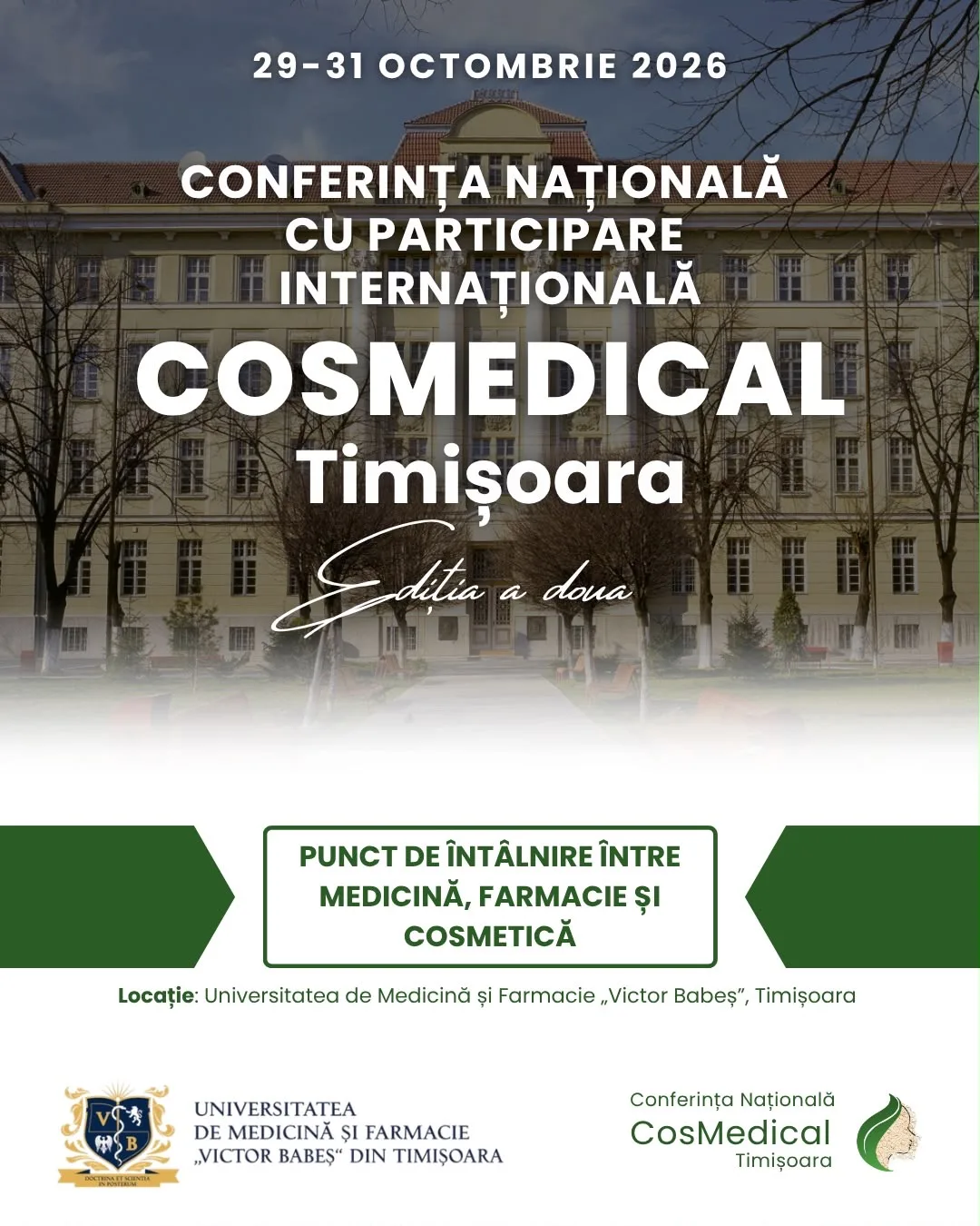 CosMedical 2026 la Timișoara: Ediția a II-a a Conferinței Naționale cu Participare Internațională