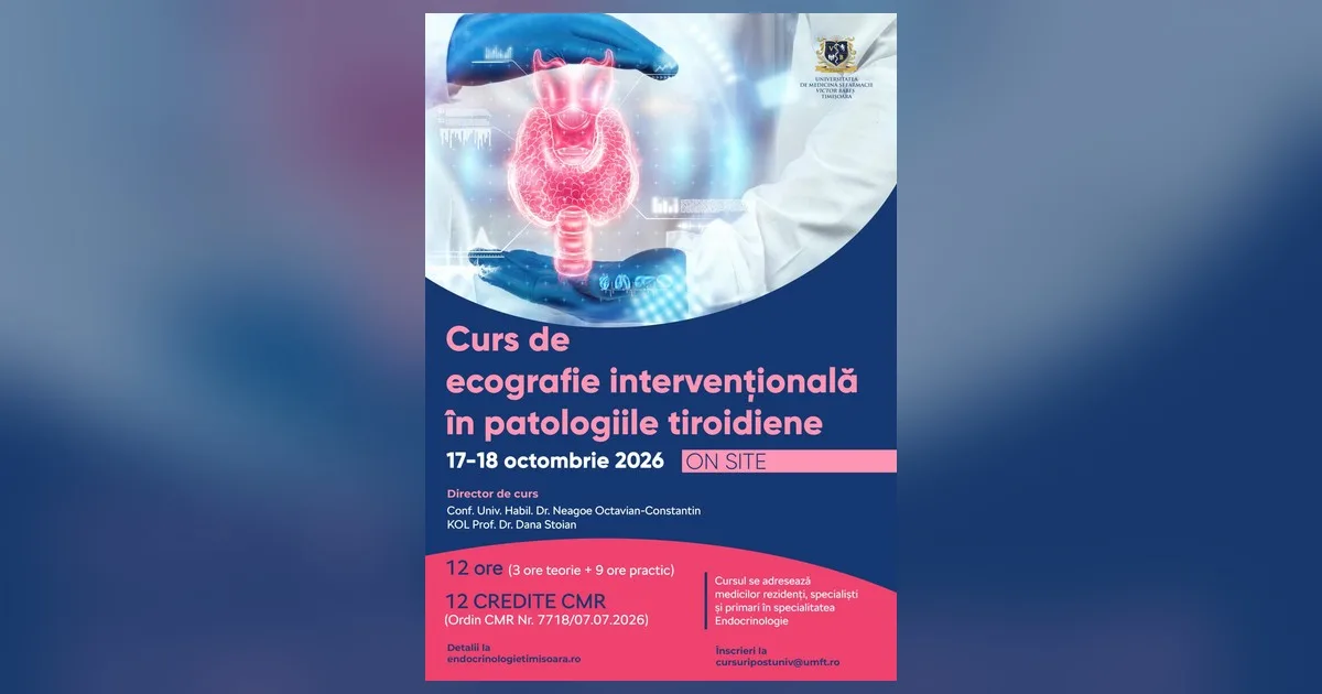 UMF Timișoara organizează un curs de ecografie intervențională pentru diagnosticul afecțiunilor tiroidiene